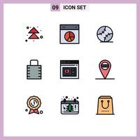 9 User Interface Filledline Flat Color Pack of modern Signs and Symbols of internet protect ui lock pad stiched Editable Vector Design Elements