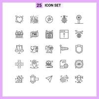 grupo de símbolos de iconos universales de 25 líneas modernas de elementos de diseño de vectores editables de gráficos de tierra de negocios de globo verde