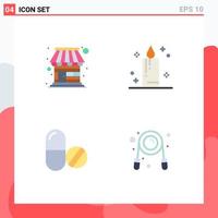 Universal Icon Symbols Group of 4 Modern Flat Icons of building pills market holiday exercise Editable Vector Design Elements