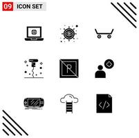 Set of 9 Modern UI Icons Symbols Signs for not park skateboard no miscellaneous Editable Vector Design Elements