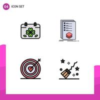 4 Filledline Flat Color concept for Websites Mobile and Apps calendar mark leaf check love Editable Vector Design Elements