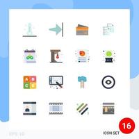 Modern Set of 16 Flat Colors and symbols such as data document banking shopping finance Editable Pack of Creative Vector Design Elements