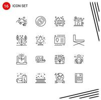 16 iconos creativos signos y símbolos modernos de elementos de diseño vectorial editables a mano de bienes raíces cd vector