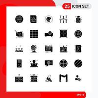 Group of 25 Modern Solid Glyphs Set for space platform user orbital wedding Editable Vector Design Elements