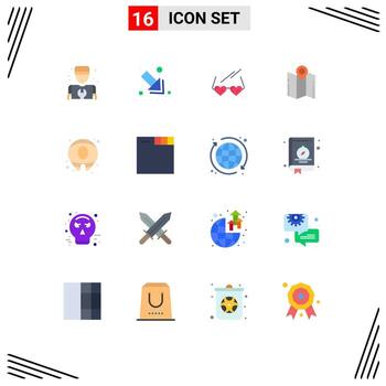 Flat Color Pack of 16 Universal Symbols of food pointer love navigation direction Editable Pack of Creative Vector Design Elements