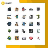 Universal Icon Symbols Group of 25 Modern Filled line Flat Colors of data scince data film sport movement Editable Vector Design Elements