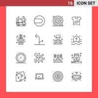 Modern Set of 16 Outlines and symbols such as money flower healthcare uniform tshirt Editable Vector Design Elements