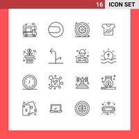 Modern Set of 16 Outlines and symbols such as money flower healthcare uniform tshirt Editable Vector Design Elements