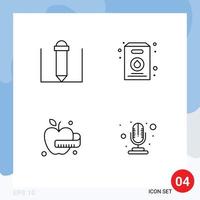 User Interface Pack of 4 Basic Filledline Flat Colors of pencil record pack food 80 Editable Vector Design Elements