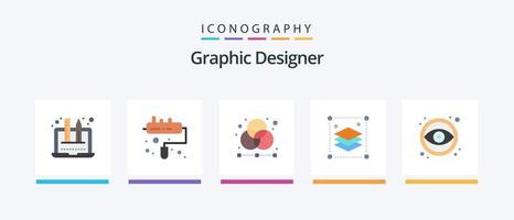 paquete de iconos planos de diseñador gráfico 5 que incluye ojo. varios diseño. capas. copiar capas. diseño de iconos creativos vector