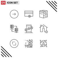 User Interface Pack of 9 Basic Outlines of share server hosting percent server e Editable Vector Design Elements