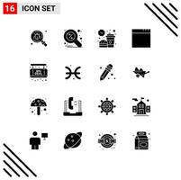 conjunto de 16 iconos modernos de la interfaz de usuario signos de símbolos para la aplicación de búsqueda de ventanas de gran venta almuerzo elementos de diseño vectorial editables vector