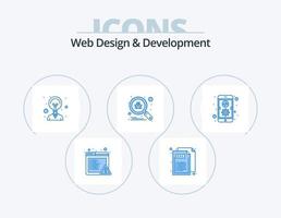 diseño y desarrollo web paquete de iconos azules 5 diseño de iconos. móvil. codificación. idea. aplicación buscar vector