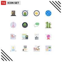 Modern Set of 16 Flat Colors Pictograph of education globe reward world pie Editable Pack of Creative Vector Design Elements