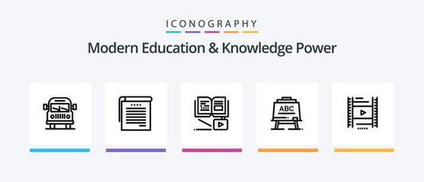 Modern Education And Knowledge Power Line 5 Icon Pack Including . geometry. education. knowledge. Creative Icons Design vector