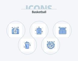 paquete de iconos de baloncesto azul 5 diseño de iconos. . digital. primeros auxilios. junta. tarjeta vector
