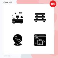 User Interface Pack of 4 Basic Solid Glyphs of computer telephone tv element map Editable Vector Design Elements