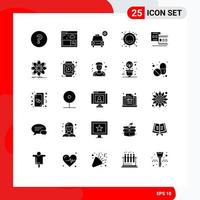 Set of 25 Modern UI Icons Symbols Signs for film camera star sunshine sun Editable Vector Design Elements