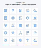 Creative Corporate Development And Business Management 25 Blue icon pack  Such As curriculum. application. hiring. resume. resource vector