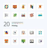 20 paquetes de iconos de color plano de impresión como editar ilustración de color de impresión de gota vector