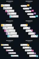 plantilla de diapositiva de presentación del paquete de infografías vectoriales 6 diagramas de ciclo de 5 pasos y líneas de tiempo vector