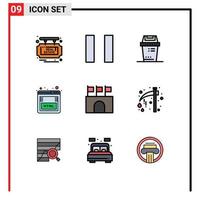 Set of 9 Modern UI Icons Symbols Signs for stadium public trash flags marketing Editable Vector Design Elements