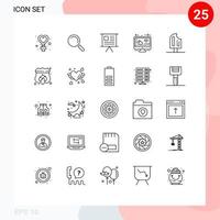 grupo de 25 líneas modernas establecidas para elementos de diseño de vectores editables en la nube de pantalla de finanzas de clima frío