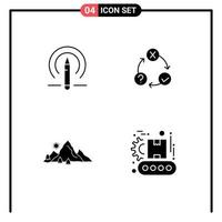 Universal Icon Symbols Group of 4 Modern Solid Glyphs of learining mountain tools issues hill Editable Vector Design Elements