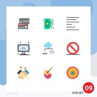 paquete de iconos de vector de stock de 9 signos y símbolos de línea para elementos de diseño de vector editables de monitor de televisión de compras de red