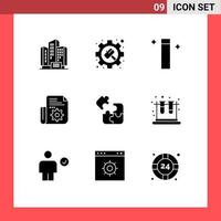 9 Creative Icons Modern Signs and Symbols of science jigsaw magic tools folder Editable Vector Design Elements