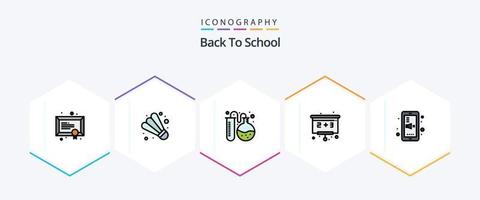 Back To School 25 FilledLine icon pack including mute. education. flask tube. back to school. education vector