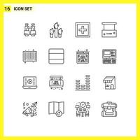 Pack of 16 Modern Outlines Signs and Symbols for Web Print Media such as close salon board intent beauty and spa question Editable Vector Design Elements