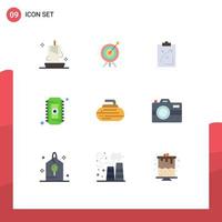 Pictogram Set of 9 Simple Flat Colors of memory chip board market tactics Editable Vector Design Elements