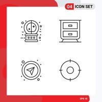 Mobile Interface Line Set of 4 Pictograms of crystal ball user magic interface military Editable Vector Design Elements