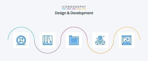 Design and Development Blue 5 Icon Pack Including programing. development. video game. design. web design vector