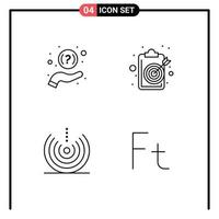 Modern Set of 4 Filledline Flat Colors Pictograph of faq air support goal drop Editable Vector Design Elements