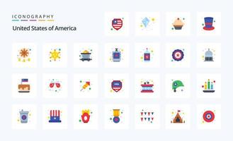 25 Usa Flat color icon pack vector