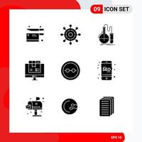 Set of 9 Modern UI Icons Symbols Signs for eye glasses shopping chemistry product box Editable Vector Design Elements