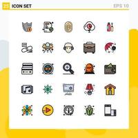Pack of 25 Modern Filled line Flat Colors Signs and Symbols for Web Print Media such as economy cloud medical report scanning scan Editable Vector Design Elements
