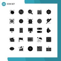 Editable Vector Line Pack of 25 Simple Solid Glyphs of setting web buy page shopping Editable Vector Design Elements