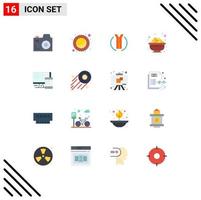 16 Thematic Vector Flat Colors and Editable Symbols of education monitor two way computer food Editable Pack of Creative Vector Design Elements