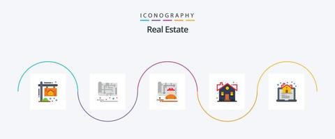 paquete de iconos de 5 pisos de bienes raíces que incluye propiedad. casa. plan. casa. ingeniero vector