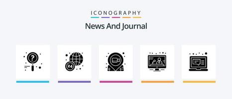 News Glyph 5 Icon Pack Including . laptop. pin. computer. news. Creative Icons Design vector