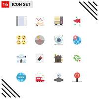 Mobile Interface Flat Color Set of 16 Pictograms of dermatology happy interior emojis left Editable Pack of Creative Vector Design Elements