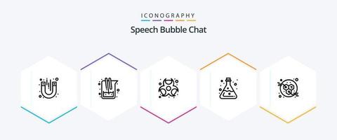Chat 25 Line icon pack including lab. tube. lab. lab. hazardous vector