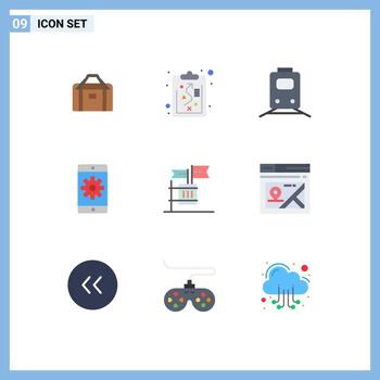 conjunto de 9 iconos modernos de la interfaz de usuario signos de símbolos para la configuración de boicot elementos de diseño vectorial editables de la aplicación móvil ferroviaria vector