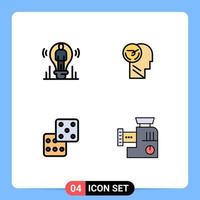 4 Creative Icons Modern Signs and Symbols of bulb speed person brain dice Editable Vector Design Elements