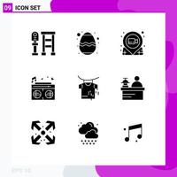 9 Universal Solid Glyphs Set for Web and Mobile Applications clothes heart film love pushpin Editable Vector Design Elements