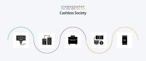 Cashless Society Glyph 5 Icon Pack Including finance. bank. money. payment vector