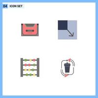 Editable Vector Line Pack of 4 Simple Flat Icons of analog counter compact layout waste Editable Vector Design Elements